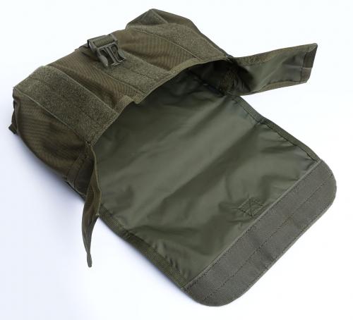 Blackhawk Gas Mask Carrier, green, surplus. Simple and dependable flap closure with buckle security.