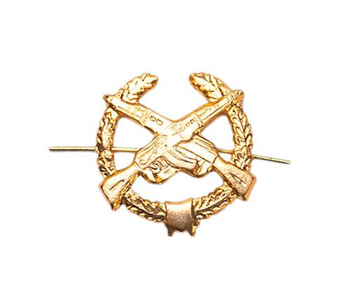 Soviet collar branch insignia, metal, crossed Kalashnikovs, surplus Soviet collar branch insignia, metal, crossed Kalashnikovs, surplus