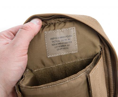 Tactical Tailor AN/PVS-14 Padded Optics Case, Coyote Brown, surplus.
