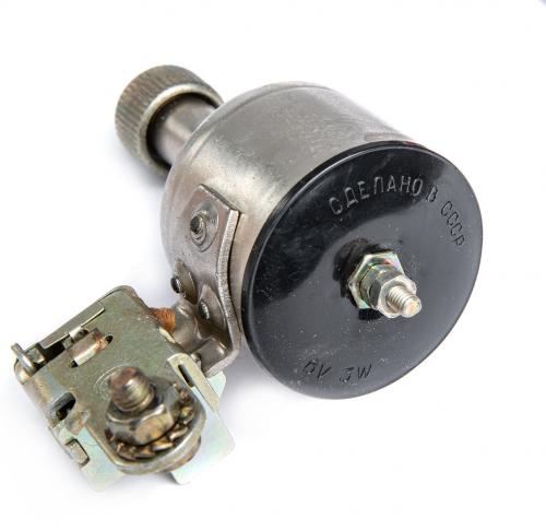 Soviet Bicycle Lighting Set with Bottle Dynamo, Surplus. Connect the wires to the output at the bottom center of the dynamo.