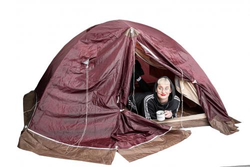 French 3-person Alpine Dome Tent, Surplus. The tent has roomy vestibules on both sides. The tent comes with separate groundsheets for each.