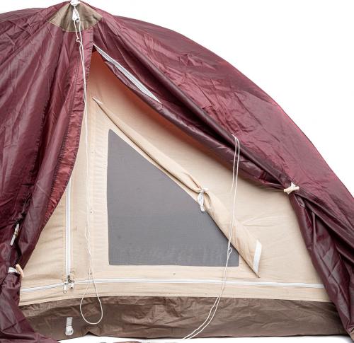 French 3-person Alpine Dome Tent, Surplus. The doors have ventilation openings with mosquito nets.