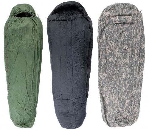 US IMSS Modular Sleeping Bag System, black/green, w. UCP Gore-Tex cover, surplus.