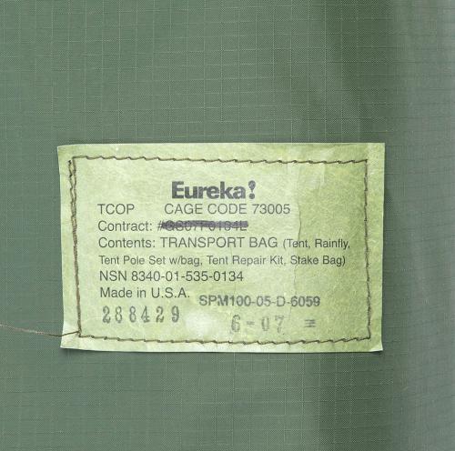 Eureka TCOP, One-Man Tent, Woodland, unissued, surplus.