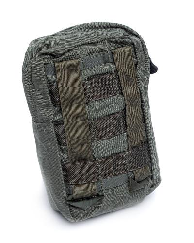 Paraclete Upright General Purpose Pouch, Medium, Smoke Green, surplus. Tuck strap MOLLE attachment in the back.
