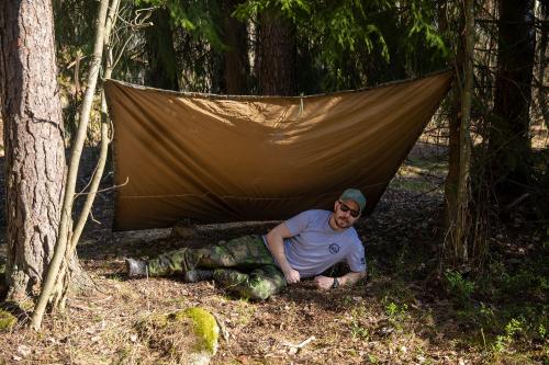 USMC Tarp, MARPAT/Coyote, Surplus. Just big enough for a single person.