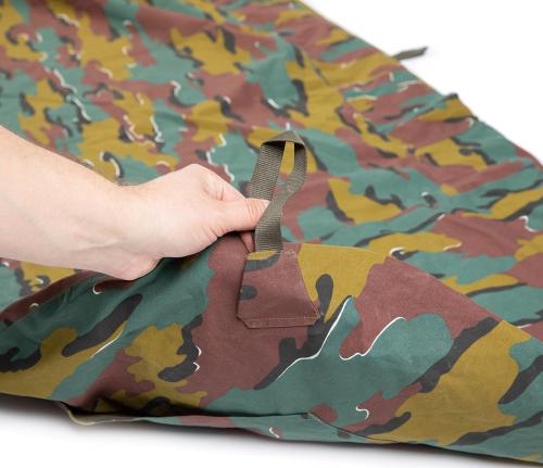 Belgian Gore-Tex Bivy Bag with Pole, Jigsaw-camo, Surplus. Six loops around the bag for staking to the ground.