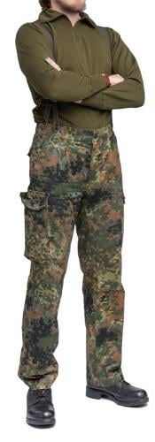 BW Cargo Pants, Flecktarn, surplus. Worn here with Bundeswehr trouser suspenders.