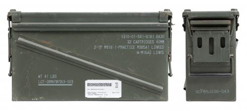 US Ammunition Box, 40 mm, Surplus. The text on the lid may vary.