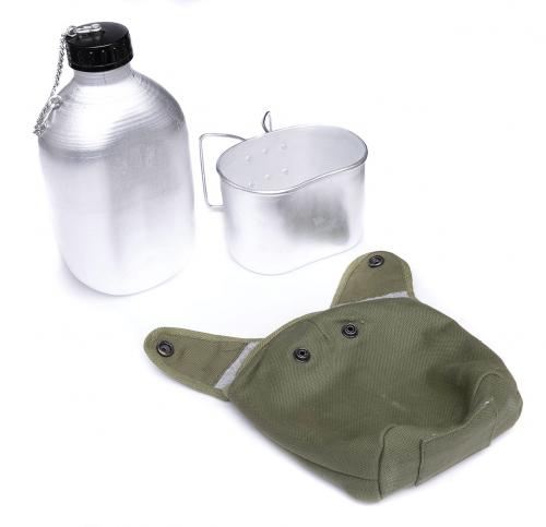 French M47 Canteen with Cup and Pouch, Surplus, New.
