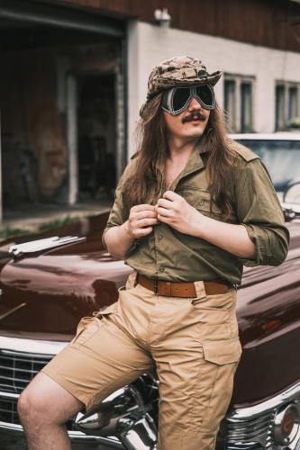 Romanian Service Shirt, with Open Collar, Olive Drab, Surplus.