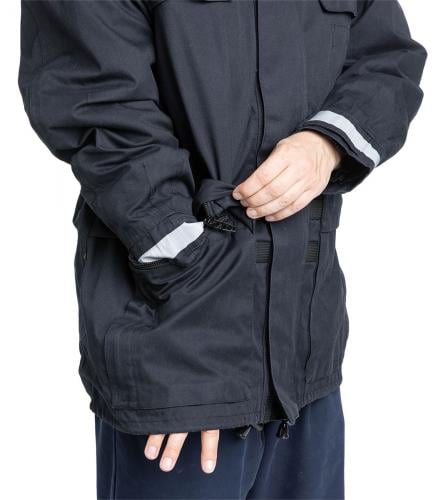 Dutch Field Jacket w. Membrane and Liner, Blue, Surplus. The jacket has two zippered openings that allow you to touch yourself underneath the jacket.