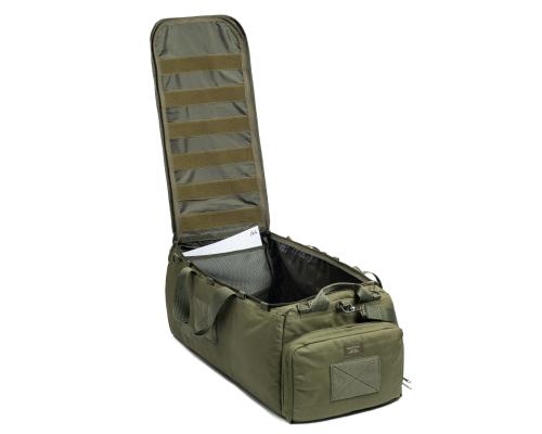 Savotta Keikka 80L Duffel Bag. Mesh pockets inside main compartment and loop base on the lid.