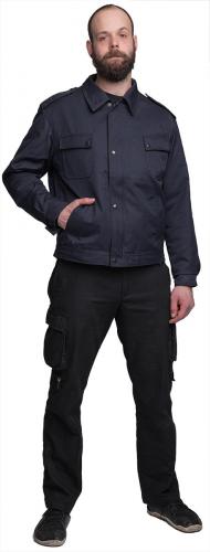 Dutch Work Jacket with Liner, Blue, Surplus. The model in the picture is 192 cm (6’3.6”) tall, with a chest of 110 cm (43.3”), and is wearing a size 54 jacket.