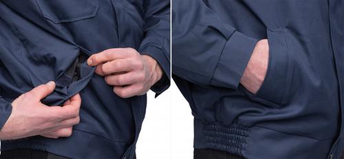 Dutch Work Jacket with Liner, Blue, Surplus. Two side pockets closed with a small piece of hook and loop.