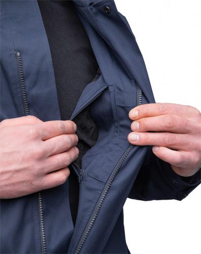 Dutch Work Jacket with Liner, Blue, Surplus. A small pen pocket inside on the left and a side-opening zippered inside breast pocket next to it.