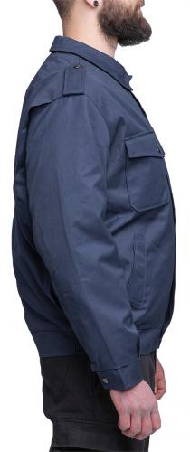 Dutch Work Jacket with Liner, Blue, Surplus. The model in the picture is 192 cm (6’3.6”)  tall, with a chest of 110 cm (43.3”), and is wearing a size 54 jacket.