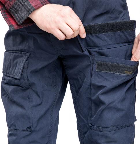 Dutch Navy Mission Pants, Navy Blue, Surplus. Cargo pockets have hook and loop closure.