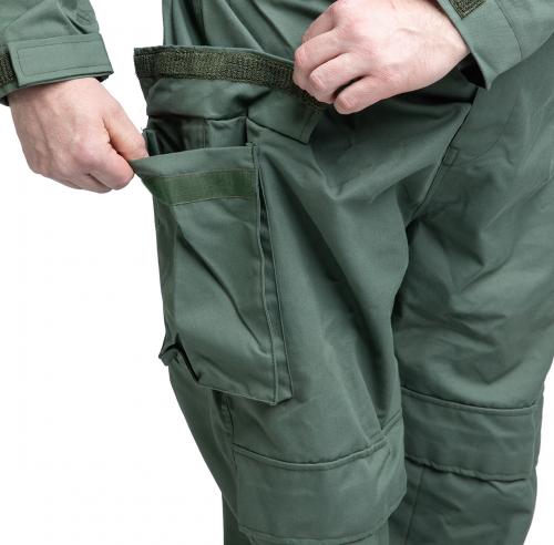 Dutch NBC Coverall, Sage Green, Surplus. Volumous cargo pockets with hook and loop flaps.