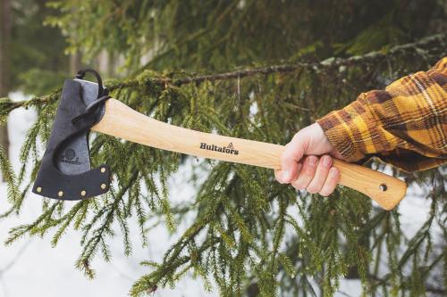 Hultafors Ekelund Hunting Axe. The axe comes with a leather sheath.