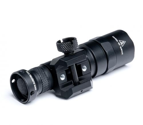 SureFire M300C Mini Scout Light Weaponlight, 500 lm. Two holes with 8-32 threads for alternative mounting options.