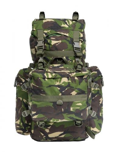 Romanian Combat Rucksack with Daypack, DPM, Unissued. The combinedcapacity of the backplack plus daypack is 90 liters.