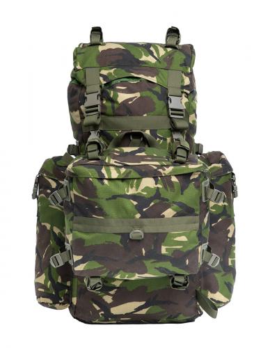 Romanian Combat Rucksack with Daypack, DPM, Surplus, Unissued. The combinedcapacity of the backplack plus daypack is 90 liters.