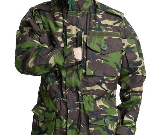 Romanian Field Jacket, DPM, Surplus, Unissued. The zippered chest pockets are enormous. They are only limited by the shoulder seam, side seam, and waist adjustment.