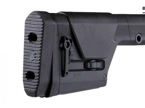Magpul PRS GEN3 Precision-Adjustable Stock. The rubber butt-pad is adjustable for cant and height.