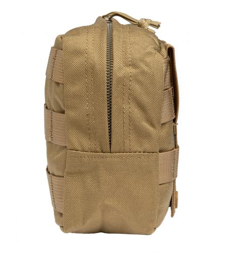 London Bridge Trading Modular Utility Pouch, Coyote, Surplus. Two-way zipper at the center of the pouch.