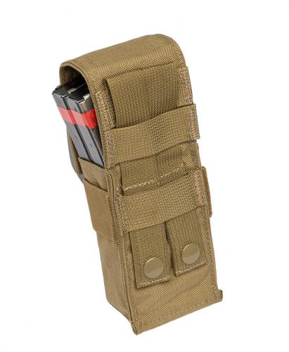 London Bridge Trading M4 Single Mag Pouch, Coyote Brown, Surplus. Standard PALS on the back.