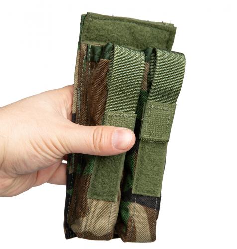US MOLLE MP5 Double Mag Pouch, Woodland, Surplus.