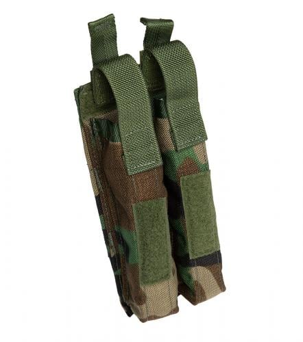 US MOLLE MP5 Double Mag Pouch, Woodland, Surplus