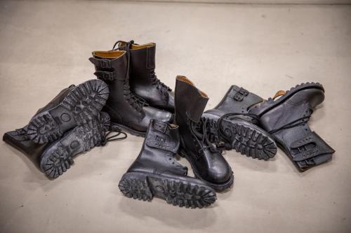 French BM65 double buckle boots, black, surplus, unissued. These are unissued but they can have warehouse dust and such.