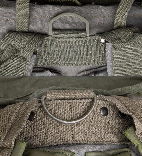 French F1 Combat Rucksack, Surplus. The pack can have a metal or plastic D-ring.