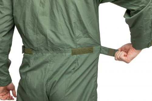 British Mk16A Flight Coverall, Green, Surplus. Adjustment tabs at the waist.