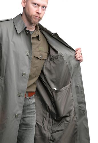 French Rainproof Trench Coat, Surplus. Psst, wanna buy some hand sanitizer?