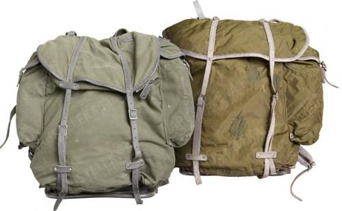 Norwegian Backpack with Steel Frame, Surplus. Cotton on the left, Nylon on the right.