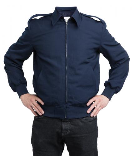 British RAF Bomber Jacket w. Liner, Dark Blue, Surplus. Model length 181 cm, chest size 96 cm. Jacket size: 96 Regular.