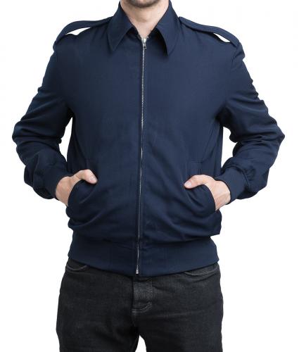 British RAF Bomber Jacket w. Liner, Dark Blue, Surplus. Model length 181 cm, chest size 96 cm. Jacket size: 96 Regular.