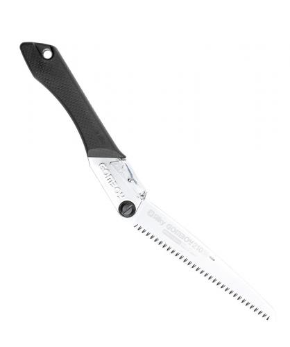 Silky Gomboy 210 Folding Saw. Blade position that enables you to saw roots and other things on a flat surface while keeping your fingers from getting bloody.