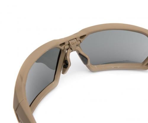 Revision Shadowstrike Ballistic Sunglasses, Essential Kit. The lens release mechanism is integrated to the nosepiece.