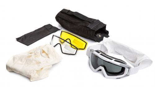 Revision SnowHawk Ballistic Goggles, Deluxe Kit with Aclima Balaclava. 