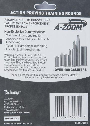 A-Zoom Action Proving Dummy Rounds, .22 LR, 6-Pack.