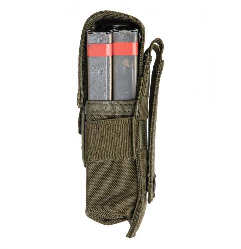 Blackhawk Single M4/M16 Mag Pouch, Green, Surplus. Fits two USGI magazines with a tight fit. Polymer magazines might be too tight for functionality.