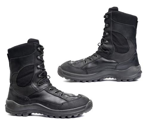 Austrian Combat Boots, Leather & Cordura, Surplus. The chalk marking can be brushed off.