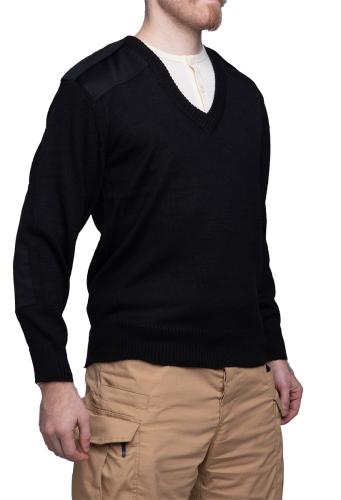 Danish V-neck Pullover, Black, Surplus. 