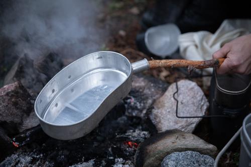 French Large Mess Kit, Aluminium, Surplus. You can easily improvise a handle for the top part.