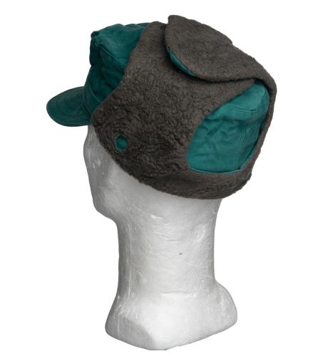 Austrian Field Cap, Winter Model, Fun Green, Surplus. A beautiful hybrid of a field cap and a fur hat.