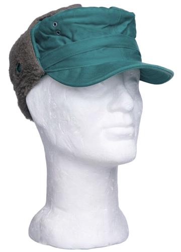 Austrian Field Cap, Winter Model, Funny Green, Surplus. A beautiful hybrid of a field cap and a fur hat.